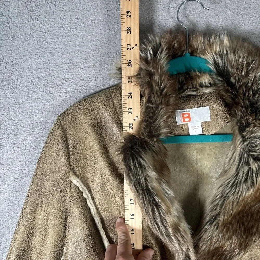 Bernardo‎ Collection Faux Fur Trimmed Women’s Jacket Size Large Fur Lined 70s